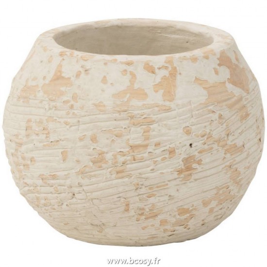 J-Line cachepots de fleur Jolipa J Line Jline Cachepot Rustique Argile Blanc Small