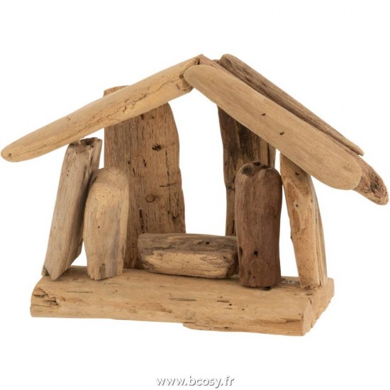 J-Line crèches de Noël Jolipa J Line Jline Creche Simple Bois Flotte Naturel Small
