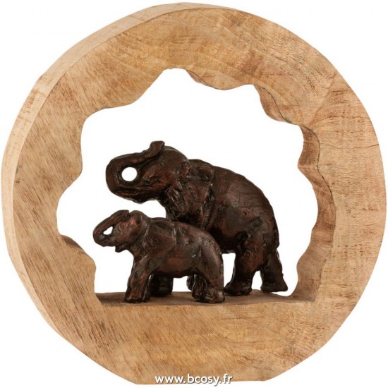 J-Line elephants statuettes Jolipa J Line Jline Elephant Enfant Bois De Manguier Aluminium Bronze Small