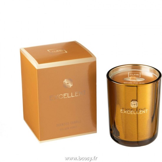 J-Line bougies parfumées Jolipa J Line Jline Bougie Parfumee Excellent Golden Honey Ocre Small 50 Heures