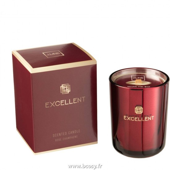 J-Line bougies parfumées Jolipa J Line Jline Bougie Parfumee Excellent Rose Champagne Rouge Vin Small 50 Heures