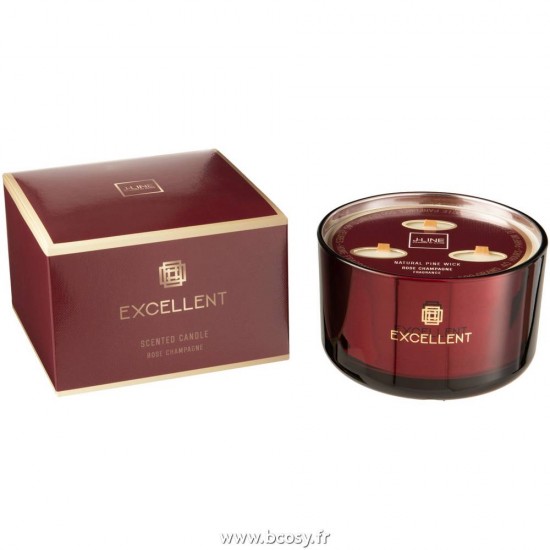 J-Line bougies parfumées Jolipa J Line Jline Bougie Parfumee Excellent Rose Champagne Rouge Vin Large 40 Heures