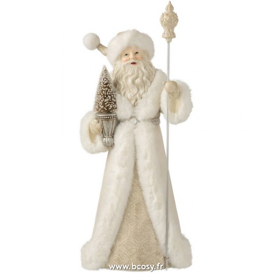 J-Line peres noël Jolipa J Line Jline Pere Noel Decoratif Resine Blanc Champagne