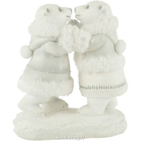 J-Line ours polaires blancs Jolipa J Line Jline Ours Polaire Couple Resine Blanc Gris