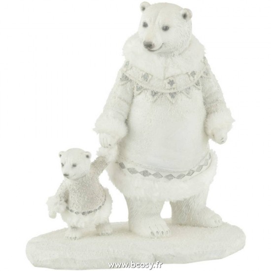 J-Line ours polaires blancs Jolipa J Line Jline Ours Polaire Main Dans La Main Resine Blanc Gris