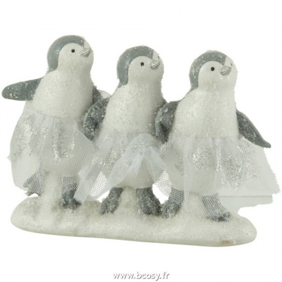 J-Line pingouins Jolipa J Line Jline Pingouin 3 Parties Resine Blanc Gris
