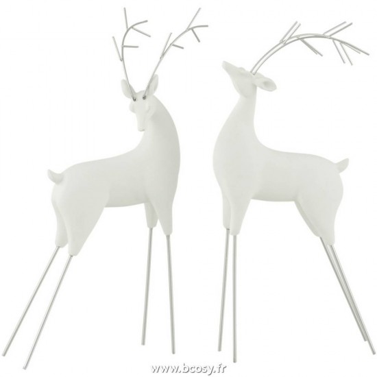 J-Line rennes caribous Jolipa J Line Jline Renne Resine Blanc Argent Small Assortiment De 2