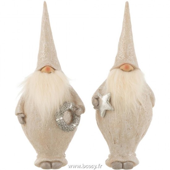 J-Line peres noël Jolipa J Line Jline Pere Noel Debout Resine Beige Small Assortiment De 2