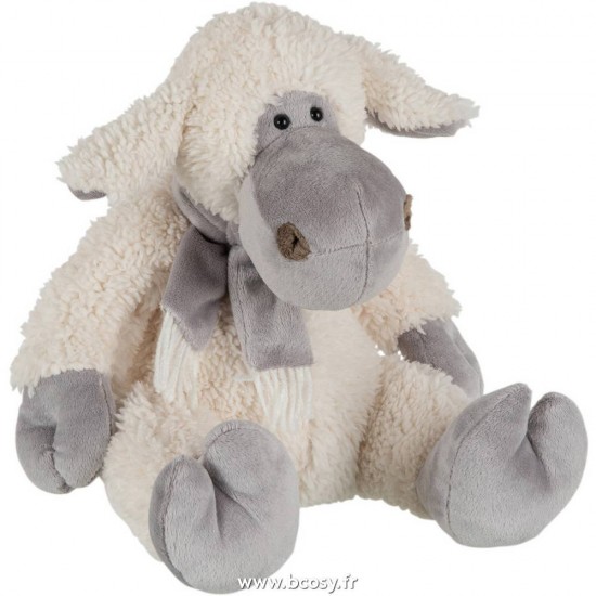 J-Line mouton moutons en peluche peluches Jolipa J Line Jline Mouton Echarpe Peluche Ecru Gris Medium