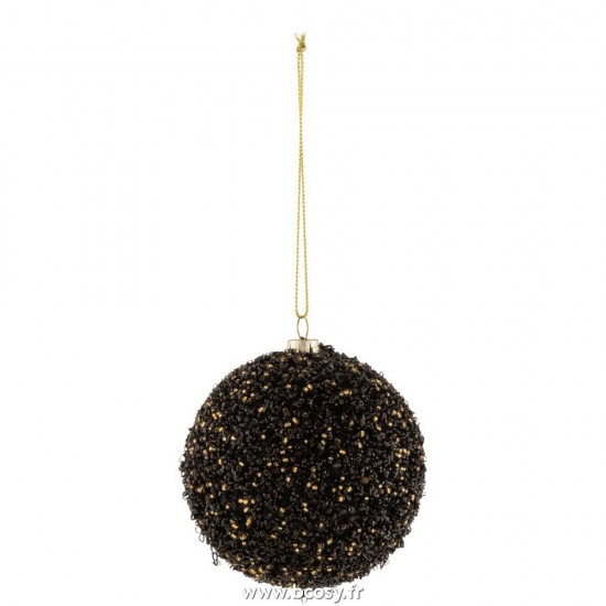 J-Line boules de noel Jolipa J Line Jline Boule De Noel Paillettes Plastique Noir Or Small