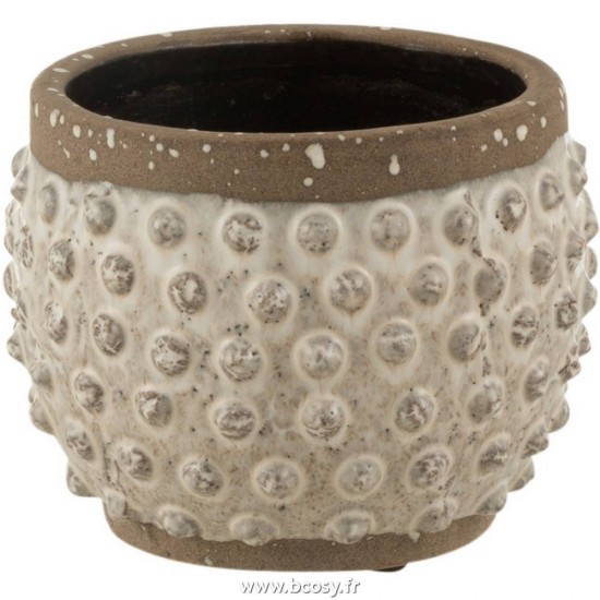 J-Line cachepots de fleur Jolipa J Line Jline Cachepot Bord Pointu Ceramique Blanc Gris Small