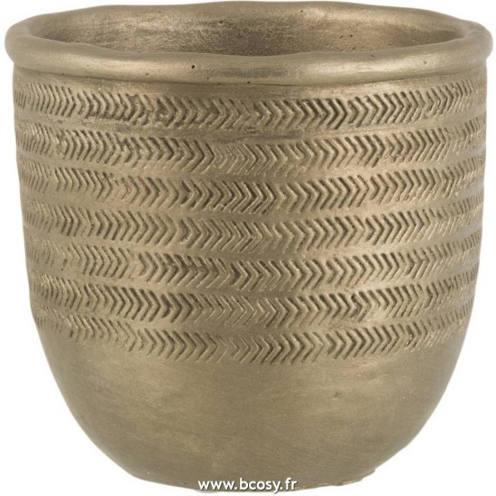 J-Line cachepots de fleur Jolipa J Line Jline Cachepot Chalet Ciment Vert Or Medium