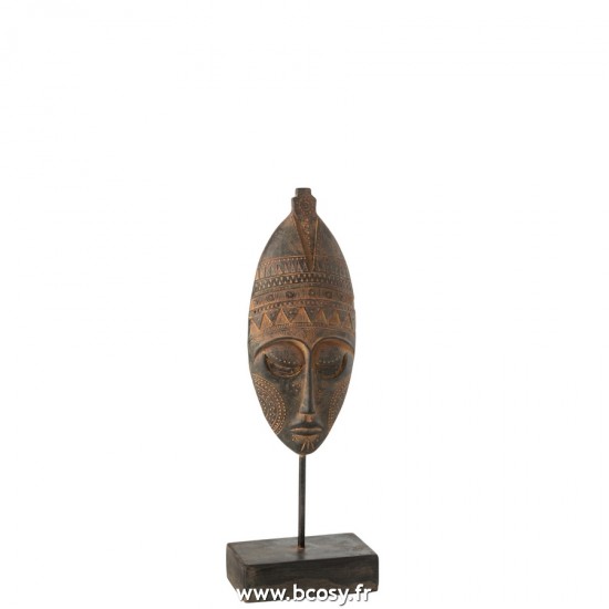 J-Line mascres statuettes Jolipa J Line Jline Tete Ethnique Magnesium Brun Beige