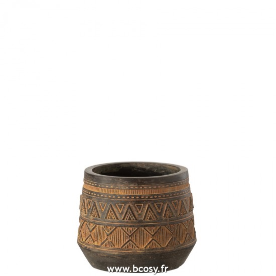 J-Line cachepots de fleur Jolipa J Line Jline Pot De Fleurs Ethnique Magnesium Brun Beige