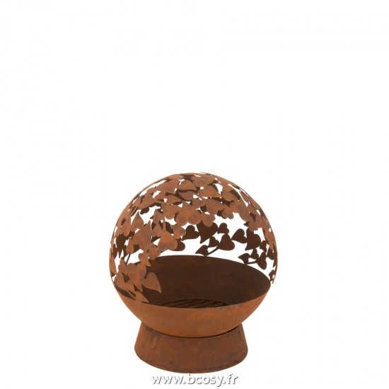 J-Line braseros feux foyers de jardin d extérieur Jolipa J Line Jline Brasero Rond Coeurs Metal Rouille