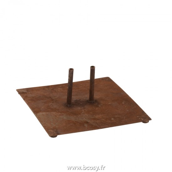 J-Line accessoires jardin Jolipa J Line Jline Pied Pour 2 Piques Metal Rouille Large
