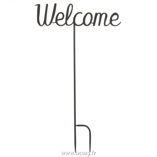 J-Line accessoires jardin Jolipa J Line Jline Decoration Jardin Welcome Metal Noir