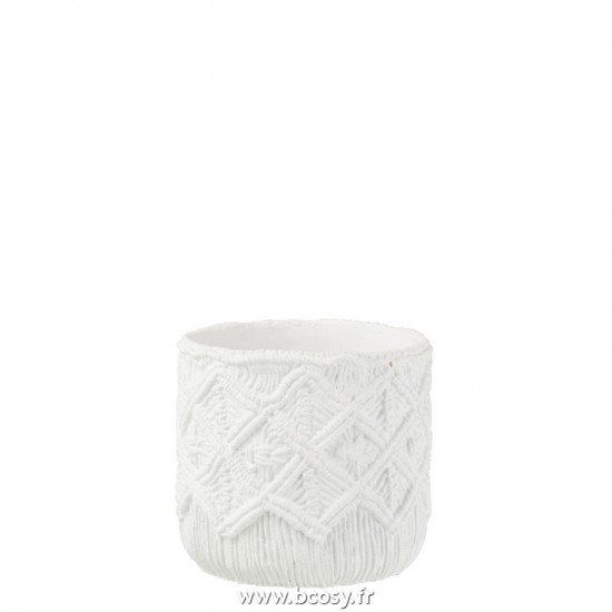 J-Line cachepots de fleur Jolipa J Line Jline Flowerpot Checkered Cement White Medium