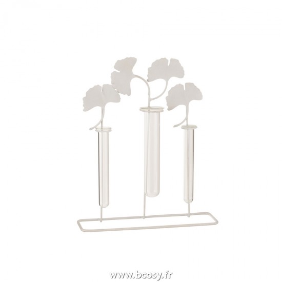 J-Line vases Jolipa J Line Jline Vase 3 Porteurs Fleurs Metal Blanc