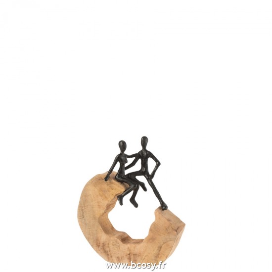 J-Line couples paires statuettes Jolipa J Line Jline Figurine Couple Assis Manguier Aluminium N Oir
