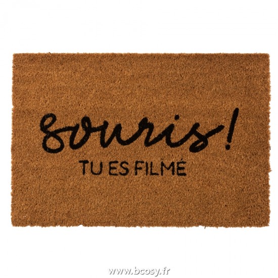 J-Line paillassons Jolipa J Line Jline Paillasson Souris Coco Naturel Noir