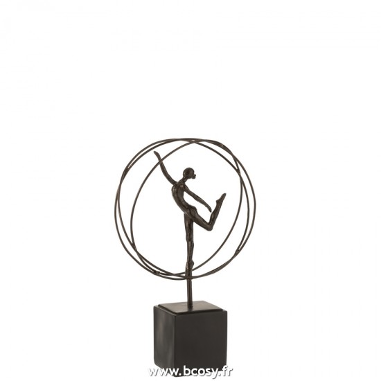 J-Line gymnastes Jolipa J Line Jline Gymnaste Dans Cercle Resine Marron Fonce