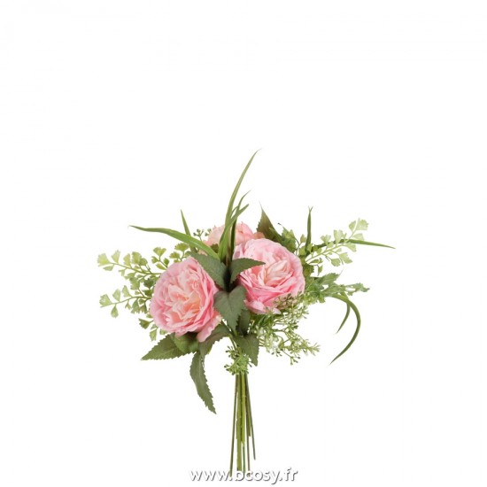 J-Line bouquets de fleurs Jolipa J Line Jline Bouquet De Tulipes Et Fougeres Plastique Rose Clair