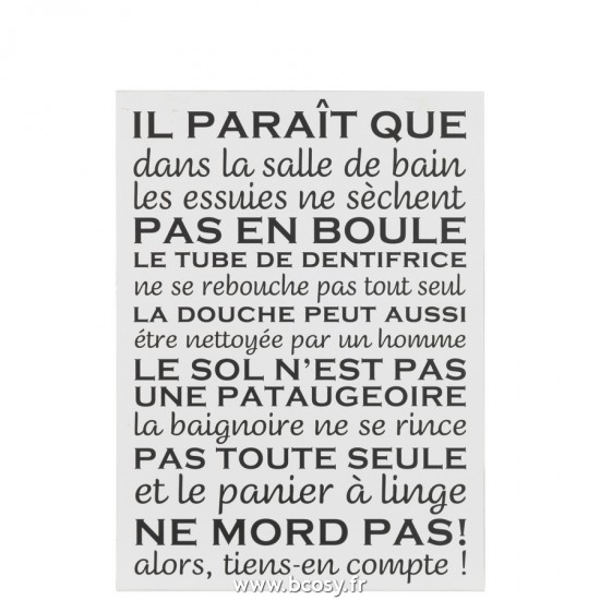 J-Line panneaux de texte Jolipa J Line Jline Pancarte Texte Francais Salle De Bain Metal Blanc Noir