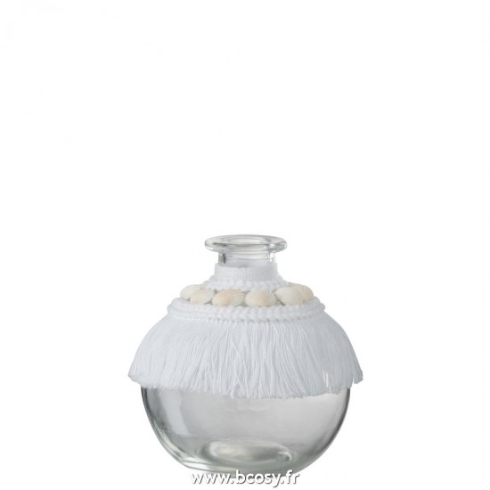 J-Line vases Jolipa J Line Jline Vase Coquillages Verre Textile Blanc Small