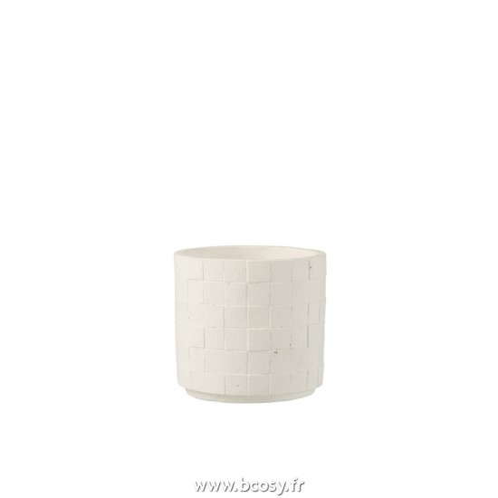 J-Line cachepots de fleur Jolipa J Line Jline Cachepot Carre Ceramique Blanc Small