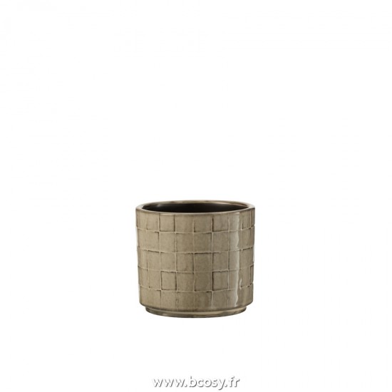J-Line cachepots de fleur Jolipa J Line Jline Cachepot Carre Ceramique Beige Gris Small