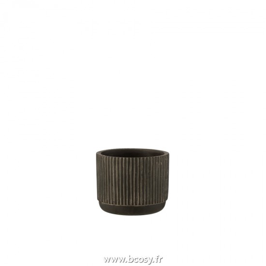 J-Line cachepots de fleur Jolipa J Line Jline Cachepot Lignes Ceramique Noir Marron Small