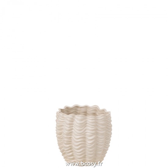 J-Line cachepots de fleur Jolipa J Line Jline Cache Pot Coquillage Ceramique Beige Small