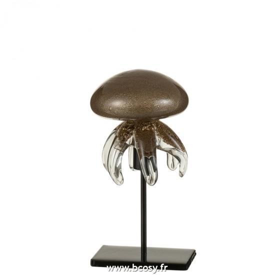 J-Line animal animaux statuettes Jolipa J Line Jline Meduse Sur Pied Verre Marron Small