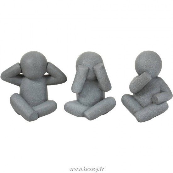 J-Line petits maurices statuettes Jolipa Jline P Tit Maurice Entendre Voir Se Taire Magnesium Gris Small Assortiment De 3