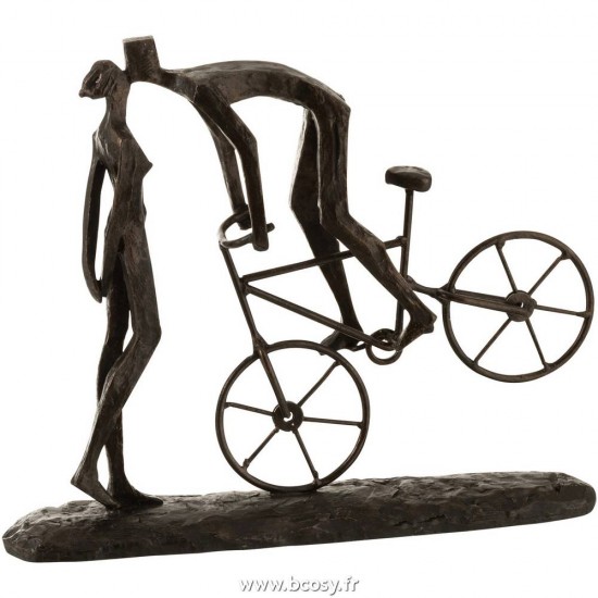 J-Line couples paires statuettes Jolipa Jline Couple Baiser Velo Resine Marron Fonce