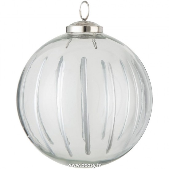 J-Line boules de noel Jolipa J Line Jline Boule De Noel Lignes Verre Transparent Argent Large