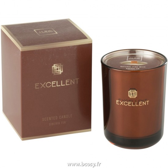 J-Line bougies parfumées Jolipa J Line Jline Bougie Parfumee Excellent Siberia Fir Brun Small 50 Heures