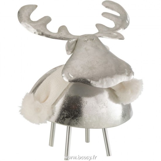 J-Line elans leopards de noel Jolipa J Line Jline Cerf Metal Textil Argent Blanc Medium