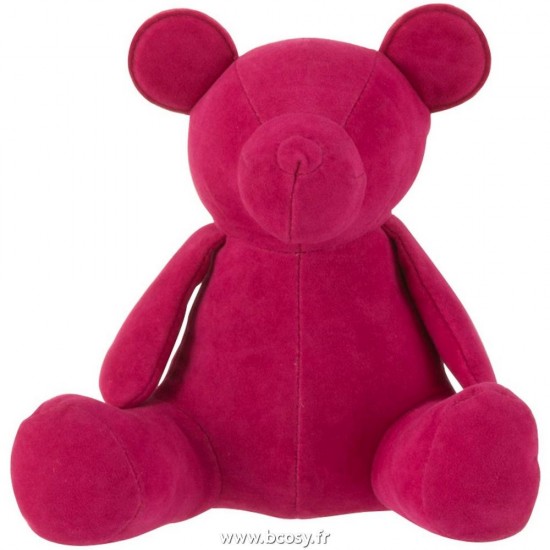 J-Line ours en peluche peluches Jolipa Jline Ours Deco Mat Velours Rose Small