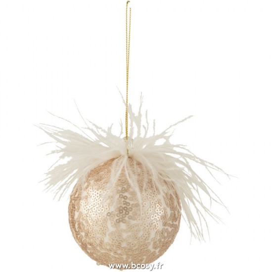 J-Line boules de noel Jolipa J Line Jline Boule De Noel Paillettes Plumes Saumon