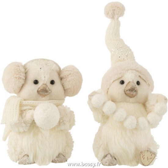 J-Line pingouins Jolipa J Line Jline Pingouin Boules De Neige Debout Deco Textile Ecru Large Assortiment De 2