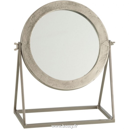 J-Line miroirs a maquillage Jolipa J Line Jline Miroir Rond Sur Pied Metal Argent