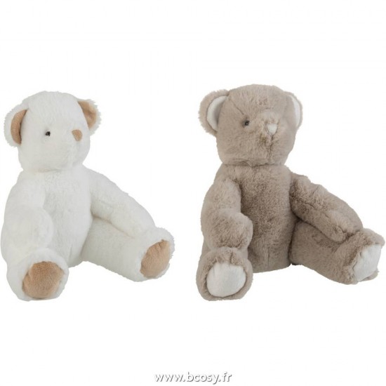 J-Line ours en peluche peluches Jolipa Jline Ours Peluche Blanc Gris Small Assortiment De 2