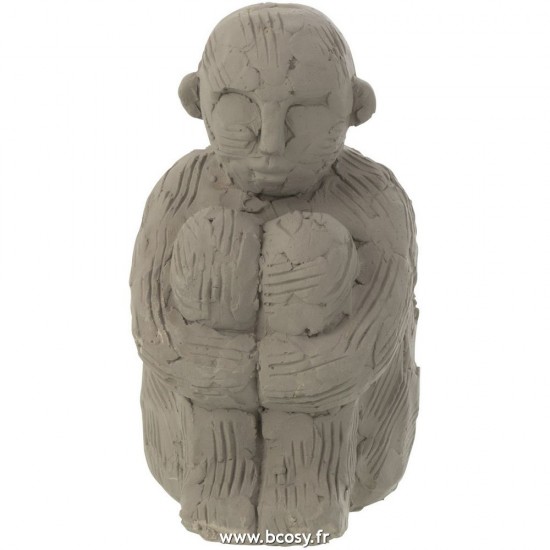 J-Line hommes assis statuettes Jolipa J Line Jline Personnage Assis Ciment Gris Small