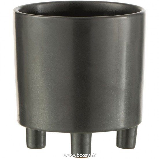 J-Line cachepots de fleur Jolipa J Line Jline Cachepot Smoke Ceramique Gris Noir Medium