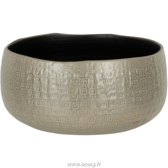 J-Line cachepots de fleur Jolipa J Line Jline Cache Pot Motifs Bas Ceramique Gris Clair