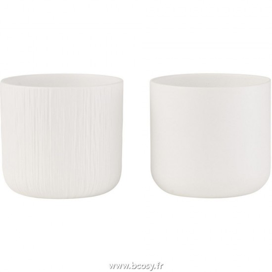 J-Line cachepots de fleur Jolipa J Line Jline Cachepot Gen Ceramique Blanc Small Assortiment De 2