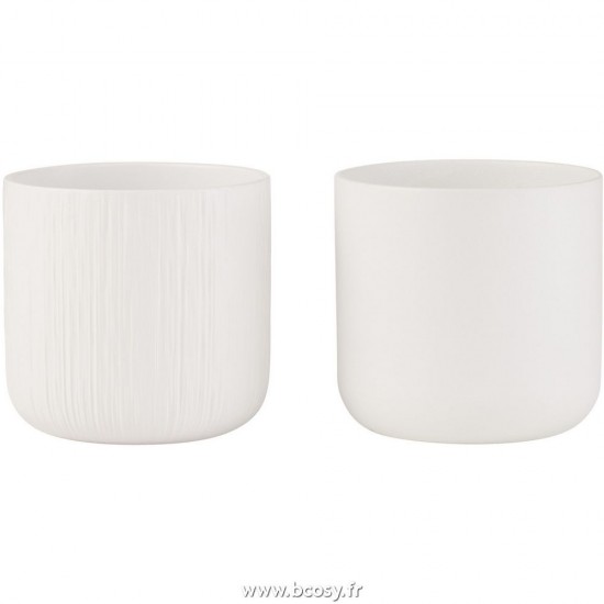 J-Line cachepots de fleur Jolipa J Line Jline Cachepot Gen Ceramique Blanc Medium Assortiment De 2