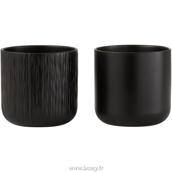 J-Line cachepots de fleur Jolipa J Line Jline Cachepot Gen Ceramique Noir Medium Assortiment De 2